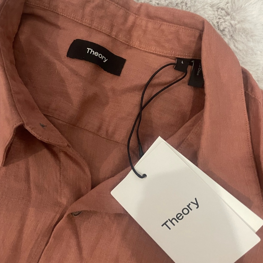 Theory Burlwood Mens Linen Shirt Sz L - Picture 7 of 9